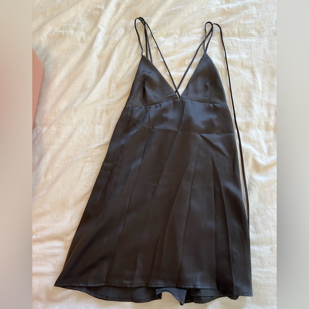 Grey satin mini dress